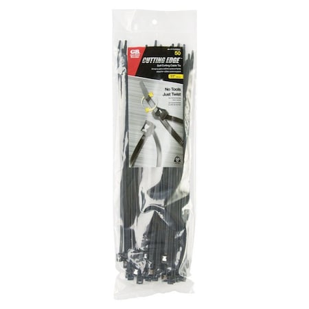 Gardner Bender Cable Tie, 11 in L, 2 in Max Bundle Dia., Black, Nylon 6/6, 50 lb Strength 46-311UVBSC